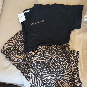 Long Tall Sally Black and Tan Pajama Set